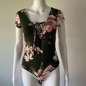 Polly Esther green floral bodysuit
